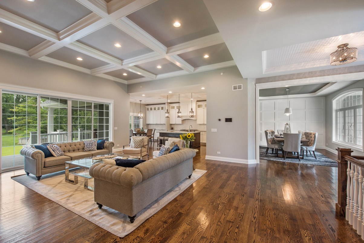 Hardwood floors throughout open floor plan